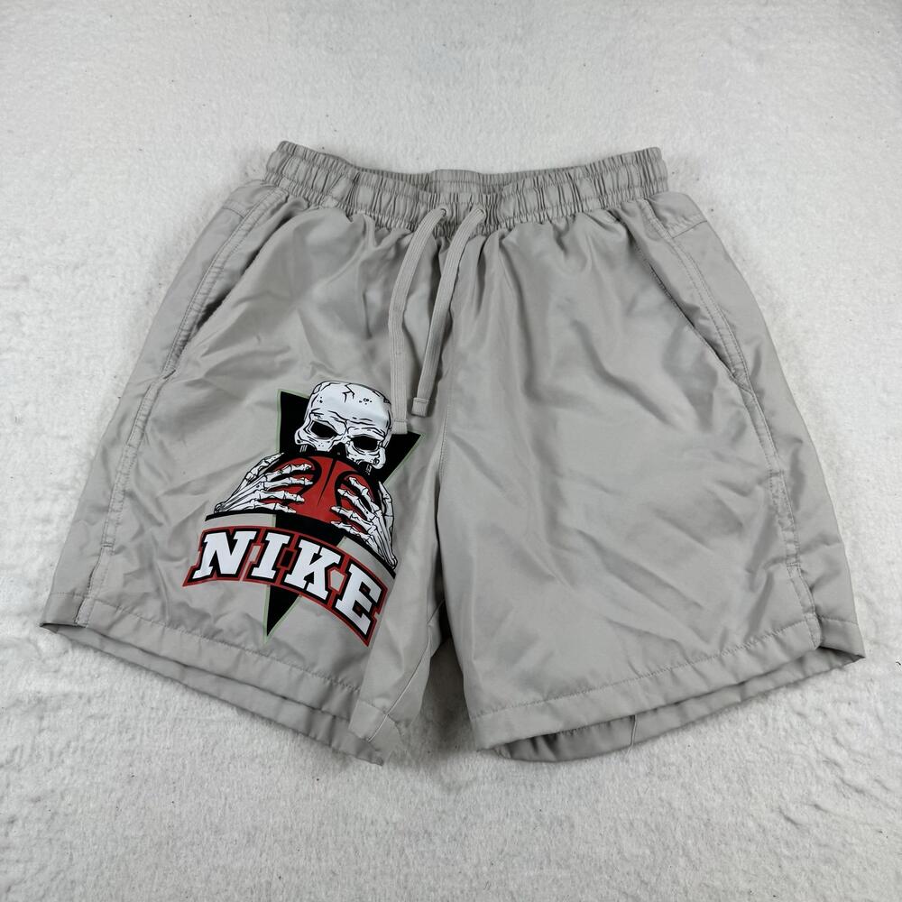 Nike Swim Shorts Mens Size S Gray Skull Basketball Lined Drawstring Waist